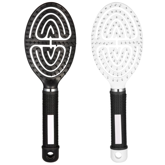 Hair Brush, 2 Pcs Detangling Brush with Soft Bristles for Curly, Straight, Black Natural,Glide Through Tangles Knots with Ease
