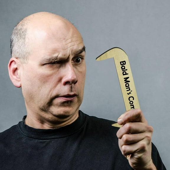 Hair Brush Funny Bald Man's Comb Joke Hairless Wood Comb Unique Present for Humor Lovers