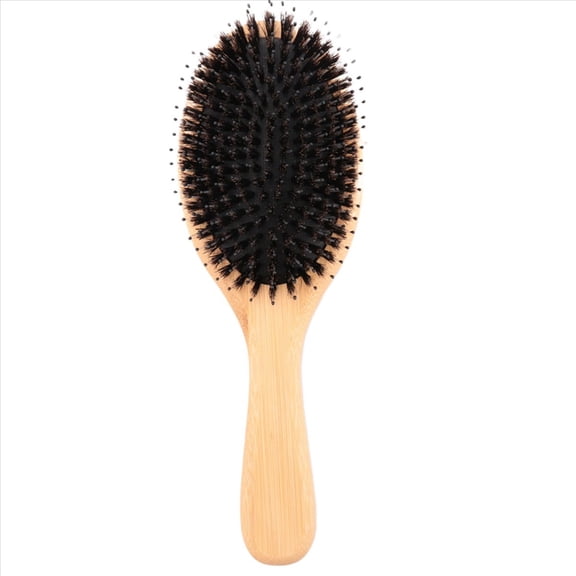 Hair Brush Boar Bristle Hair Brush with Nylon Pins Bamboo Paddle Detangler Brush Detangling Adding Shine Brushes Daily Use for Conditioning Improve Hair Texture