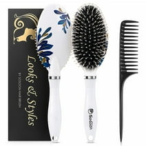 Hair Brush Boar Bristle Hair Brushes for Women Kids Thick Curly Wet Dry Hair, Detangling Brush Adds Shine