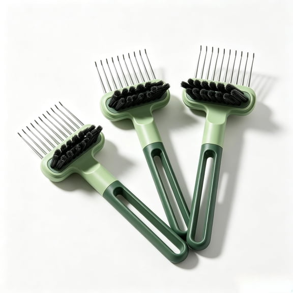 Hair Brush Cleaner Tool 2 in 1 Portable Comb Rake for Hair Dust and Lint Grey Set