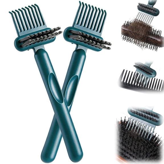 Hair Brush Cleaner Tool – Comb for Removing Hair & Dust, Portable Brush Cleaning Rake for Home Salon Travel(green2PC)