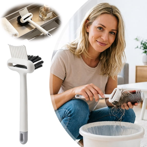 Hair Brush Cleaning Rake Comb Hair Remover Pick 2 In 1 Hairbrush Cleaner Tool For All Hairbrushes Combs Home Salon Travel(White-17.5Cm)