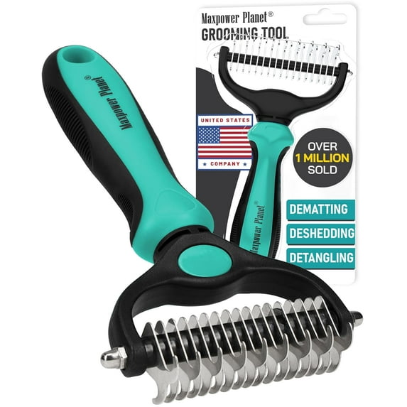 Hair Brush - Double Sided Shedding, Dematting Undercoat Rake for Dogs ...