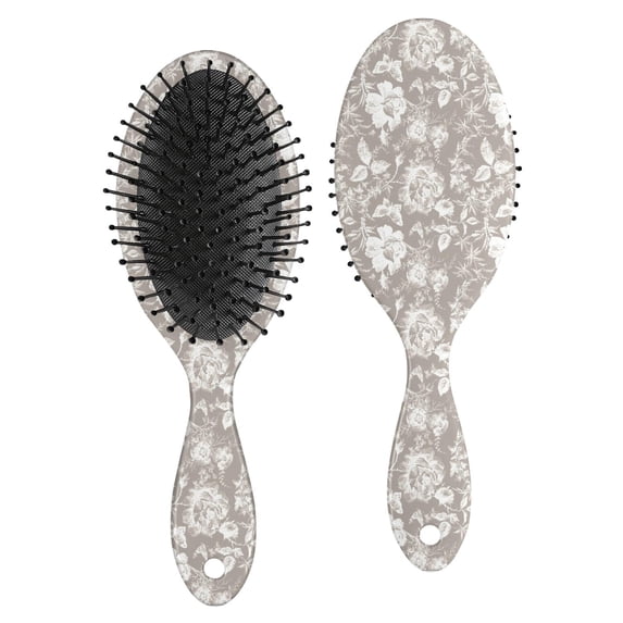 Hair Brush Grey Embroidery Cushion Base Hair Brushes Touch Paddle Double Sided Pattern Oval Hairbrush