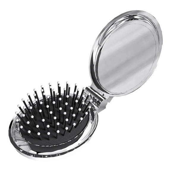 Hair Brush with Mirror,Compact Mirror with Mini Hair Brush,Folding Hairbrush for Women,Mini Hair Brush for Purse,Small Portable Pocket Hair Brush with Mirror,Folding Travel Mirror Hair Brushes