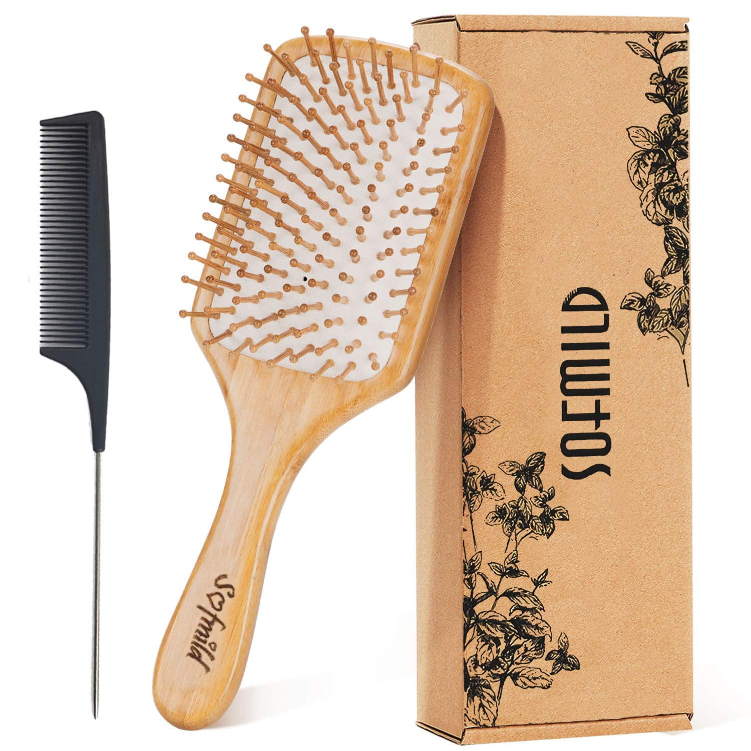 Meggie Magic Personal Care Bamboo Hair Brush & Two-sided Hand and Nail  Brush. Wooden Hairbrush Massage Scalp, Fingernail Brush for Nail Cleaning  and Scrubbing, …