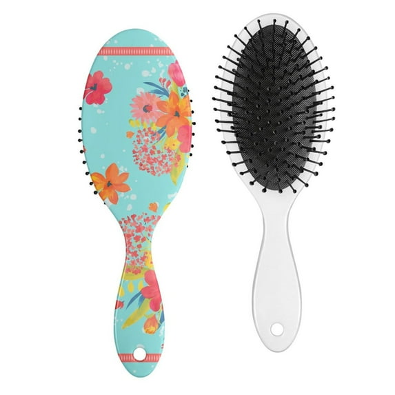 Hair Brush Pioneer Colorful Floral Cushion Base Hair Brushes Touch Paddle Oval Hairbrush