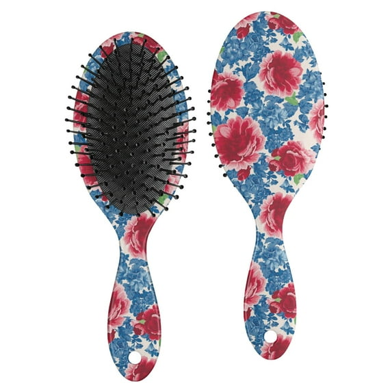Hair Brush Pioneer Colorful Floral Pink Blue Rose Cushion Base Hair Brushes Touch Paddle Double Sided Pattern Oval Hairbrush