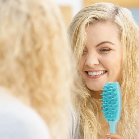 Hair Brush Scalp Massager Long Handle Shampoo Brush Portable Wet Dry Hair Scalp Scrubber Soft Silicone for Washing Hair Ideal for Women Men and Children