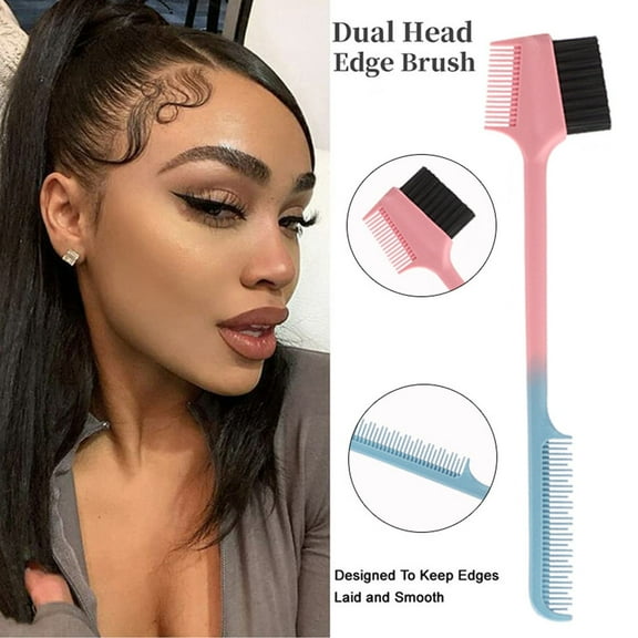 Hair Brush Set Edge Brush and Comb for Edge Control Wig and Baby Hair Double Hairline Brush Smooth Grooming Tool for Styling Detailing and -Frizz