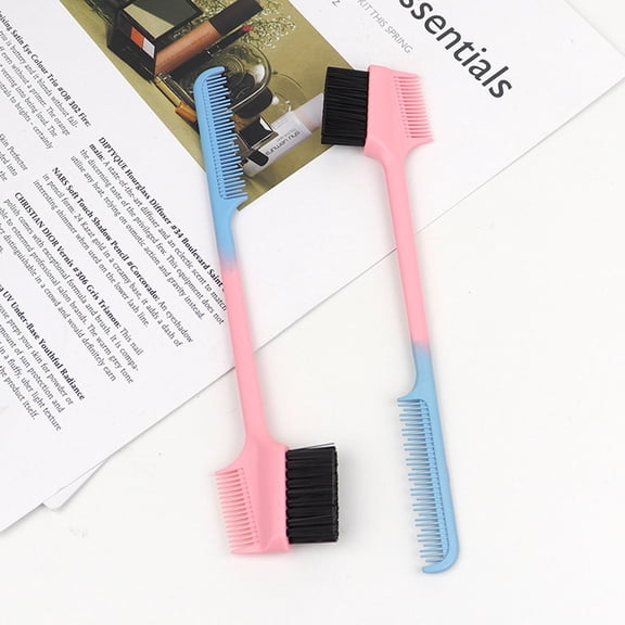Hair Brush Set Edge Brush And Comb for Edge Control Wig And Baby Hair Delicate Double Hairline Grooming Tool,1.37*7.04 inch,Pink