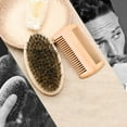 thumbnail image 1 of Hair Brush for Men - Handle Wood Barber Kit with Beard Comb and Mustache Brush Tool Set, 1 of 7
