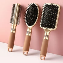 Hair Brush Set with Detangling Nylon Pins Massage Paddle Brush Cushion Hair Combs Hair Dryer Brush for Women Men Kids Girls (GOLD)