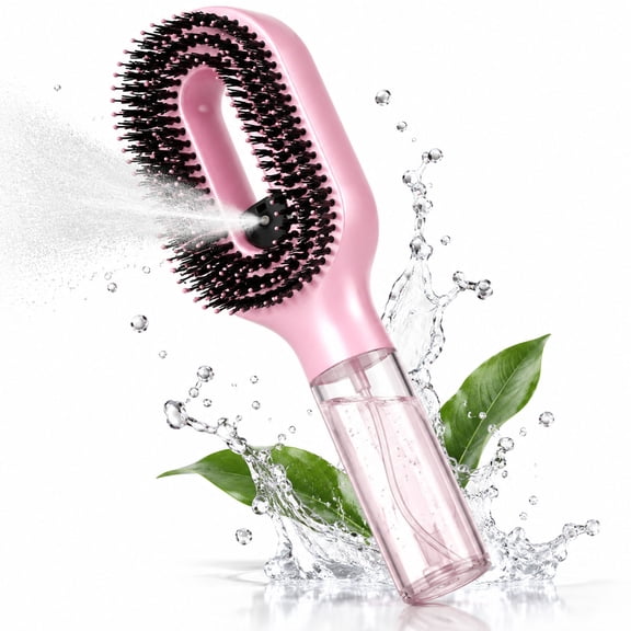 Hair Brush With Water Spray, Detangling Brush With Fine Mist Bottle, Frizz Control & Smooth Styling for Wet And Dry Hair Care At Home And Travel