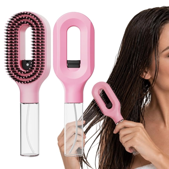 Hair Brush With Water Spray for Frizz & Static Control, 2 in 1 Detangling Brush for Dry Flyaway Knotted Hair, Wet & Dry Styling Brush for Women