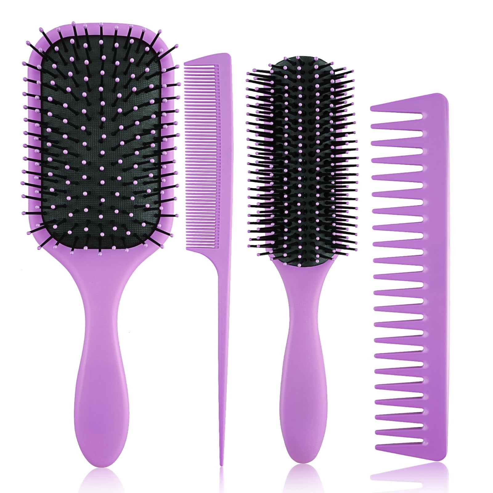 Hair Brush for Women and Men, 4Pcs Paddle Brush Detangling Brush Hair Comb Set for Long Thick Thin Curly Hair, Hairbrush Great On Wet or Dry, No More Tangle
