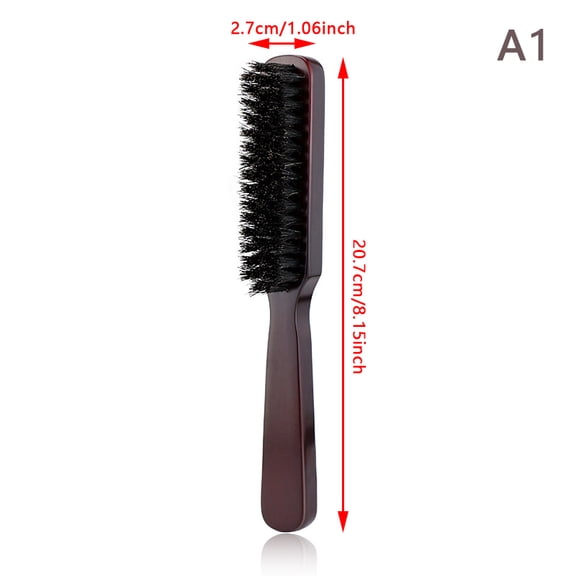 Hair Brush Wood Handle Boar Bristle Beard Comb Styling Detangling Straighten Brown Boar Bristles Massage Comb