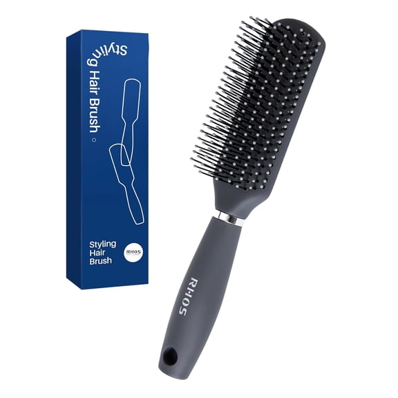 Hair Brush for Men - Detangler Hair Brush for Styling/Massage - Nylon Bristles for Wet & Dry Hair, Bangs, Thin, Short Hair - Gray
