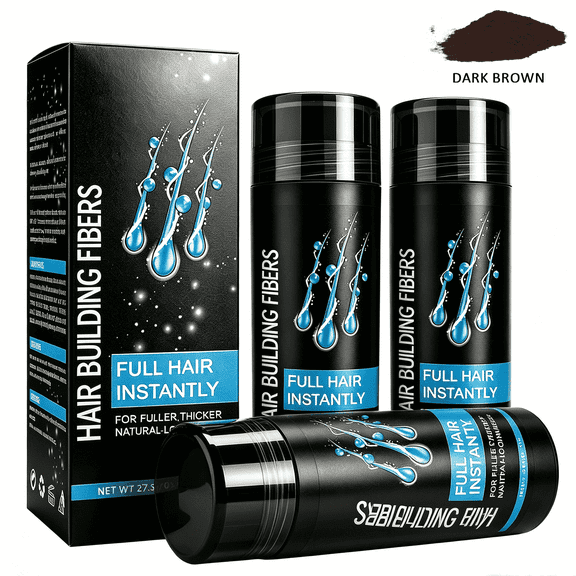 Hair Building Fibers(Dark Brown), Fill In Fine or Thinning Hair Instantly Thicker, Fuller Looking Hair - 3Pack