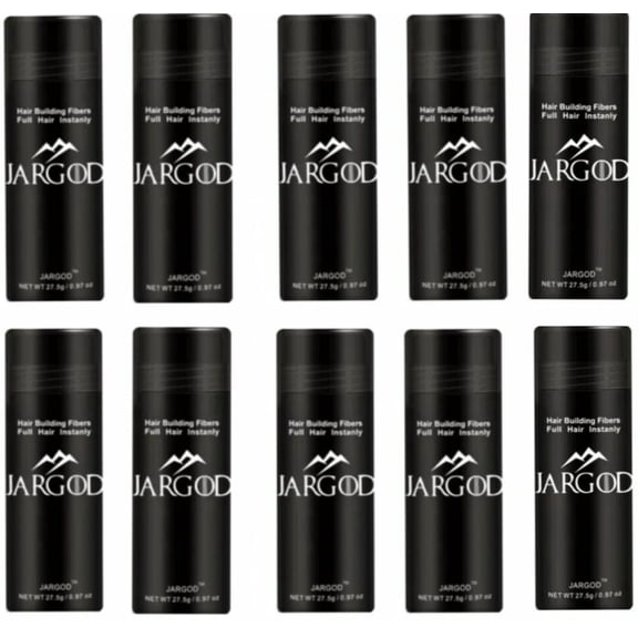 Dark Brown Hair Building Fibers for Instant Volume and Thicker Fuller Hair Large 27.5g ( Pack of 10 Bottles ) Hair Fibers for Women and Men Jargod