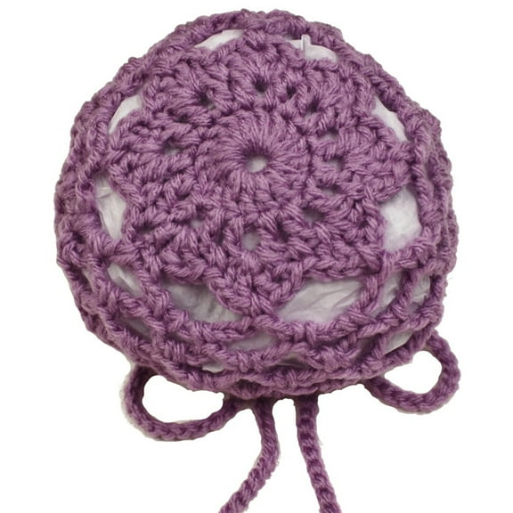 Hair Bun Cover - 70's Vintage Crocheted Flower w/Drawstring - Perfect Purple