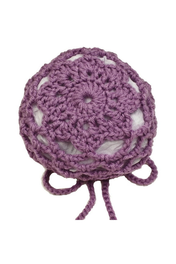 Hair Bun Cover - 70's Vintage Crocheted Flower w/Drawstring - Perfect Purple