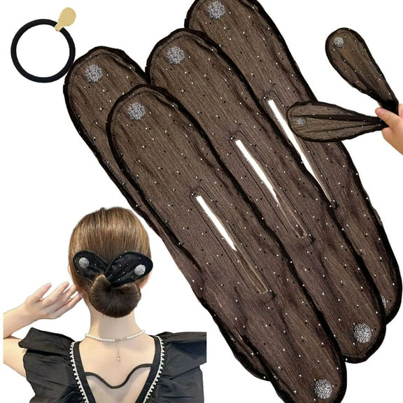Hair Bun Maker Cute Bowknot Hair Bun Maker Accessories Clip Bun Maker for Long Hair Hair Hair Bun Accessories For Women Cute French Twist Easy Bun Hair Bun Maker For Women For Girls (4pcs)