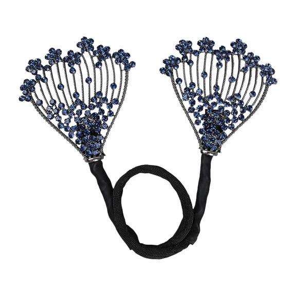 Hair Bun Maker Elegant Rhinestone Hair Clip, Vintage French Hair Accessories, Sparkling Hair Curler for Parties, Weddings, Formal Events, Comfortable Flexible Hair Styling Tool Blue