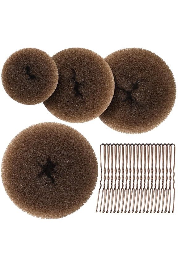Hair Bun Maker for Kids & Girls - 4 Sizes Hair Donut Bun Shaper Set in Light Brown - Ballet Hair Accessories for Perfect Buns, Ideal for Ballet Dancers and Daily Hairstyles