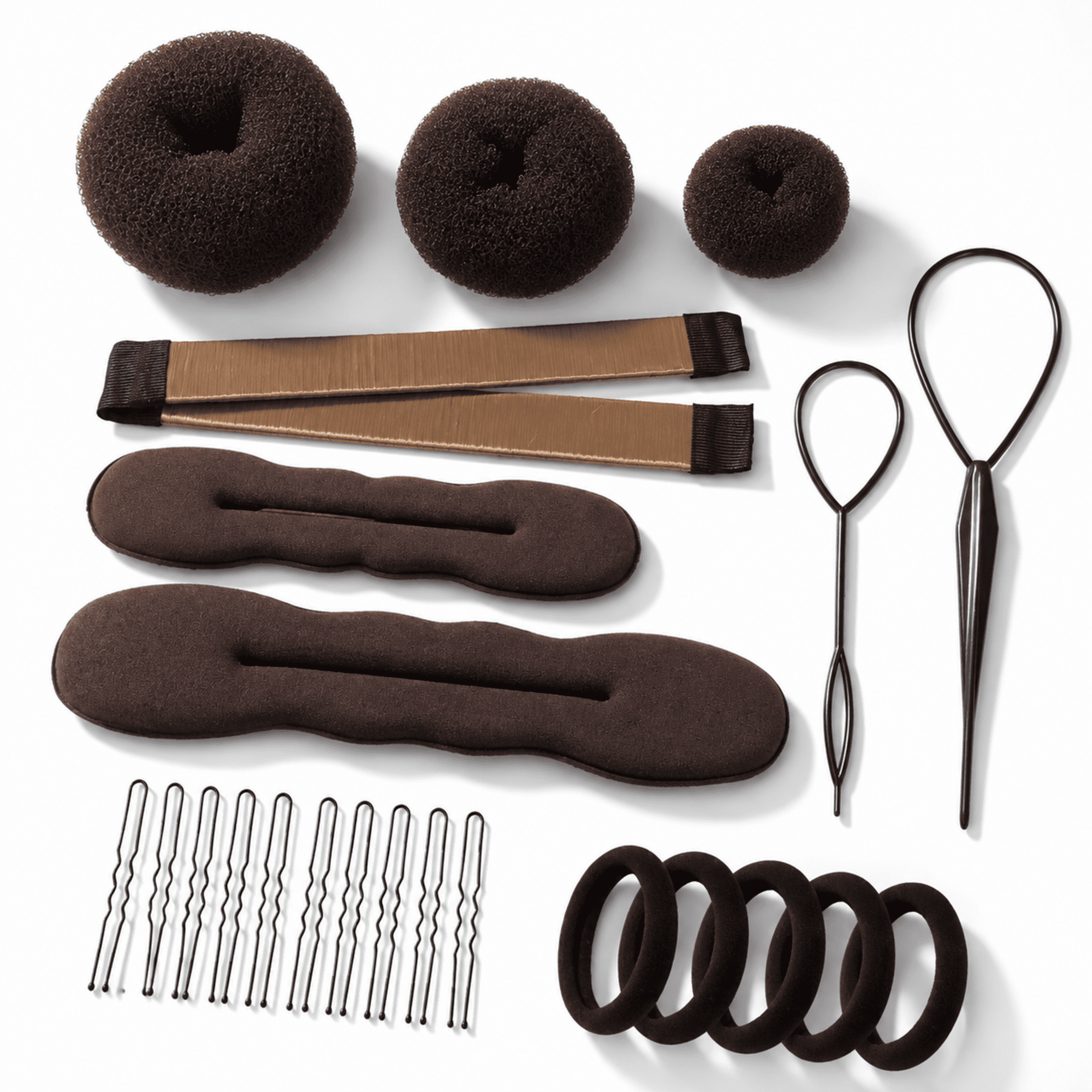 Hair Bun Maker Styling Kit, 38-Piece Set with 3 Donut Sizes and French ...