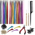 thumbnail image 1 of Hair Bun extension Tinsel 200Pcs Rings Beads for Styling Women 120cm, 1 of 6