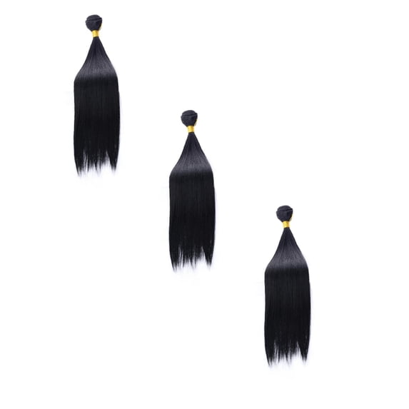 Hair Bundles Straight Weave - Brazilian Style Natural Black 16-22in Hair Extensions, Soft Smooth High Temperature Fiber Bundles for Sew in Weave Daily Styling, Christmas Gift for Women, 1 Pack