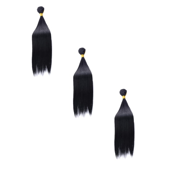 Hair Bundles Straight Weave - Brazilian Style Natural Black 16-22in Hair Extensions, Soft Smooth High Temperature Fiber Bundles for Sew in Weave Daily Styling, Christmas Gift for Women, 1 Pack
