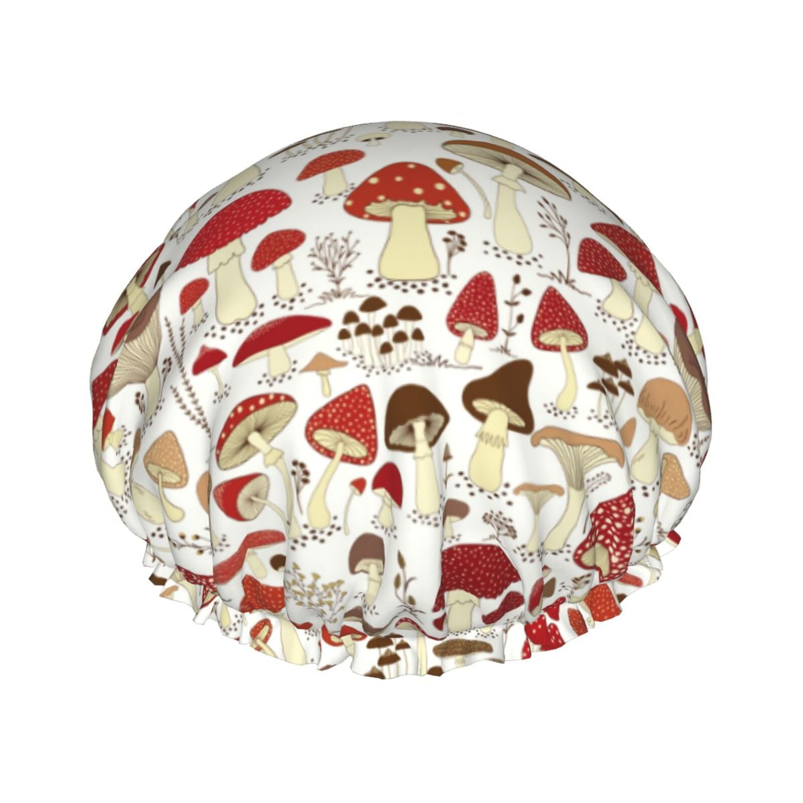 Hair Cap for Shower Cartoon Mushrooms Large Shower Cap Reusable