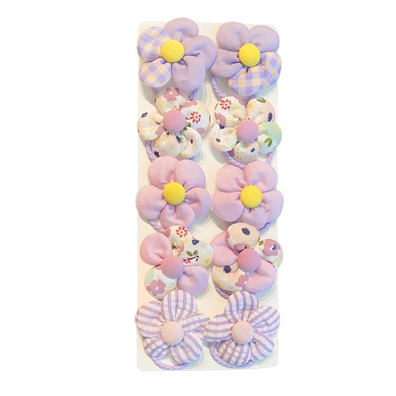 Jialinnn Kids Flower Ponytail Holder & Scrunchie, Pink Plaid, 1 Count