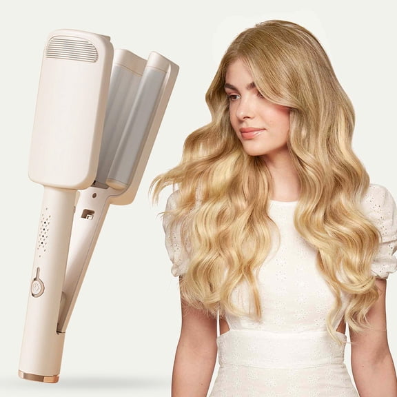 Hair Care-Hair Crimper Hair Deep Hair Curler for Women French Curling with Temperatures Anti Scald Curling Wand for Short Long Straight, Big Wave Curling Iron Eu Standard Beige, Plasticclassroom