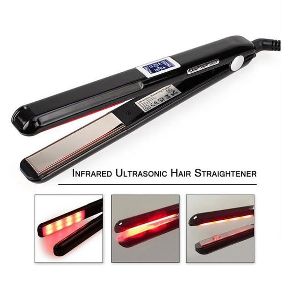 Hair Care Ultrasonic Infrared Flat Iron Professional Cold Plate Ionic Hair Straightener Personal Care Beauty Appliances With LCD-Black
