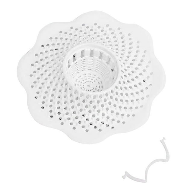 Hair Catcher Bathroom Tub Strainer in White Home Bathroom Drain Hair