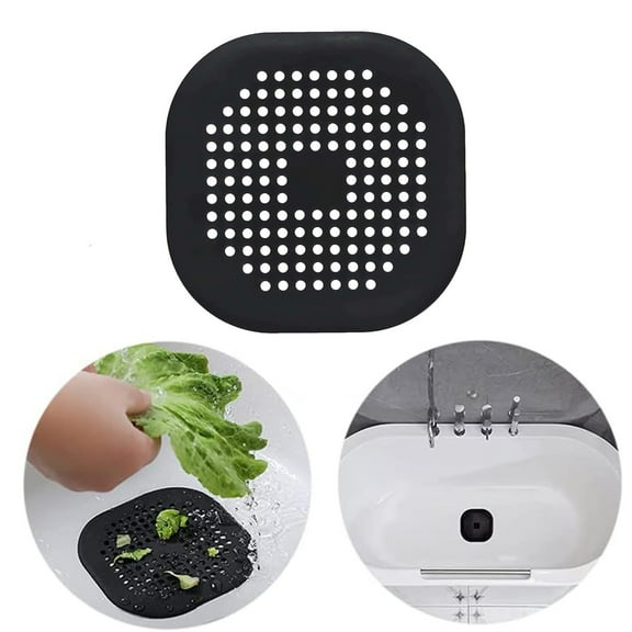 Hair Catcher Drain Cover Silicone Strainer | Shower Sink Bathtub Protector | Stops Hair Clogs | Suction Cup Easy Removal | Fits 5.5x5.5 in Drains | 1 Pack | Bathroom Kitchen Sewer Use