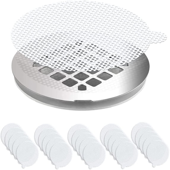 Hair Catcher Drain Sticker 25 Pack | Disposable Shower Drain Protector Mesh | Strong Adhesive Easy-to-Tear Design | Fits Metal Plastic Tile | Clog Prevention for Bathroom Sink Tub