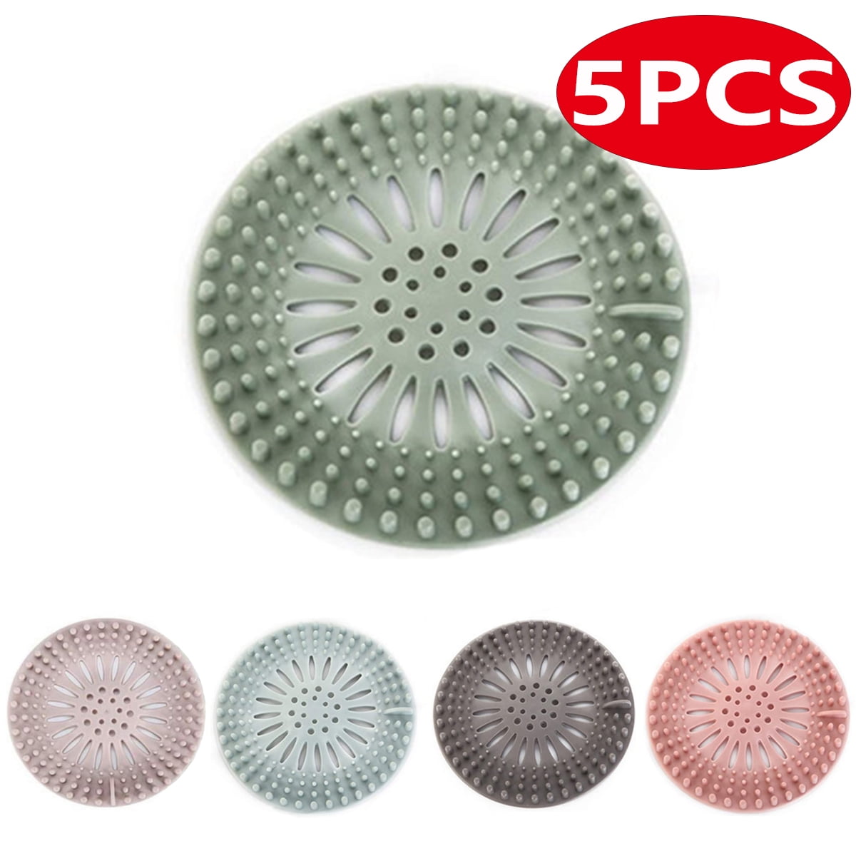 5pcs/pack Hair Catcher Rubber Stopper Shower Drain Covers For