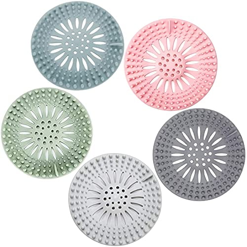 Hair Catcher Rubber Stopper Shower Drain Covers for Bathroom,Bathtub,Handbasin,Tub,Kitchen,Sink,Strainer,Sewer,Plug,Filter,Trap,Home,Drain Protectors,Easy to Install and Clean 5 Pack