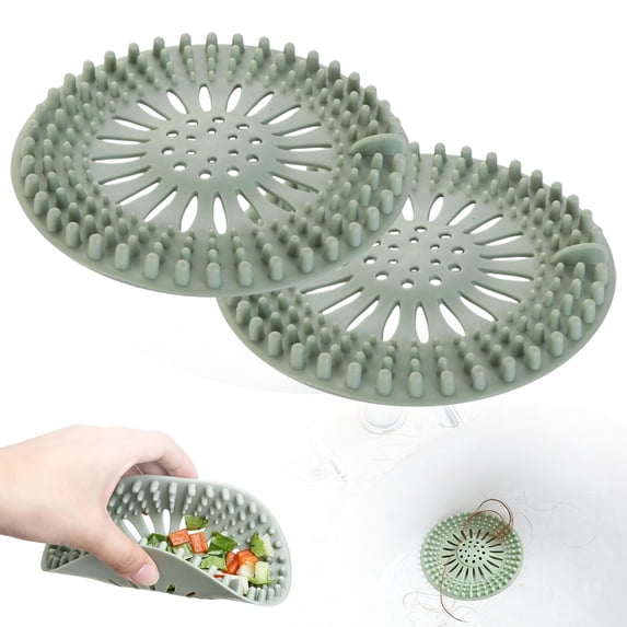 Hair Catcher Rubber Stopper Shower Drain Covers for Bathroom, Bathtub, Handbasin, Tub, Kitchen, Sink, Strainer, Sewer, Plug, Filter, Trap, Home, Drain Protectors, Green