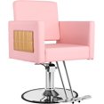 thumbnail image 1 of Hair Chair, Salon Chair for Hair Stylist for Home, Barber Chair 360 Degrees Swivel Rolling Braiding Chair Shampoo Chair Tattoo Chair Beauty Salon Equipment, Pink with Gold Leather, 1 of 7