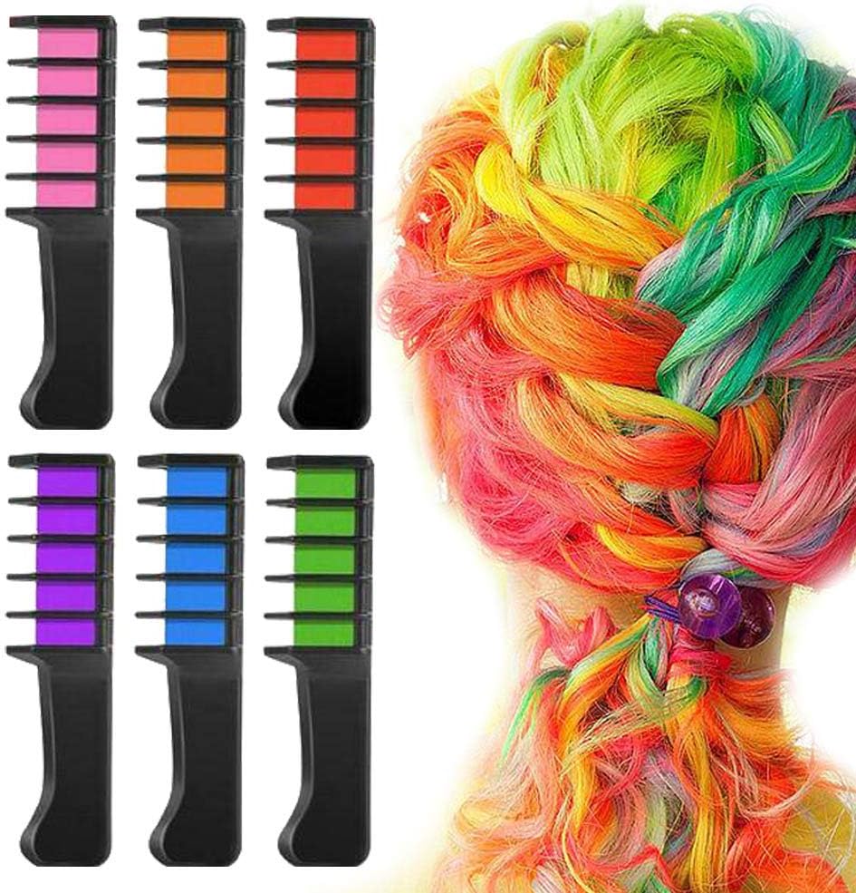 Hair Chalk Comb, 6 Colors Hair Chalk for Girls Temporary Hair Color