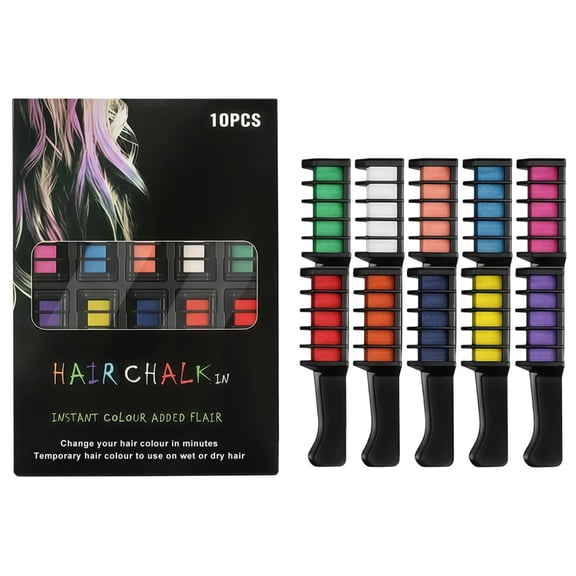 Hair Chalk,Hair Chalk Comb,10 Color Hair Chalk for Girls Kids Adults Hair Chalk Comb Temporary Washable Hair Color Dye,Washable, Hair-harmless Perfect for Christmas Party,DIY(10pcs/Set)