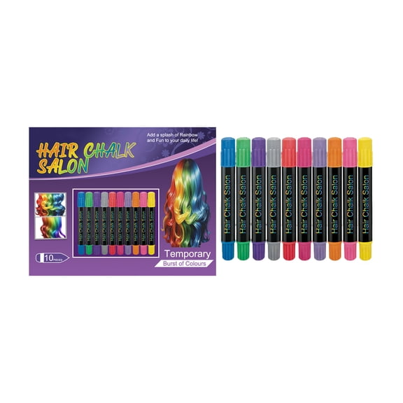 Hair Chalk Salon 10 Pack Temporary Hair Chalk Pens Washable Easy To Apply