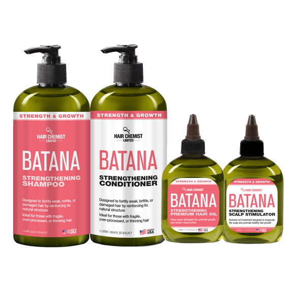 Hair Chemist Batana Strengthening Shampoo+Conditioner Large 4-PC Hair Care Set