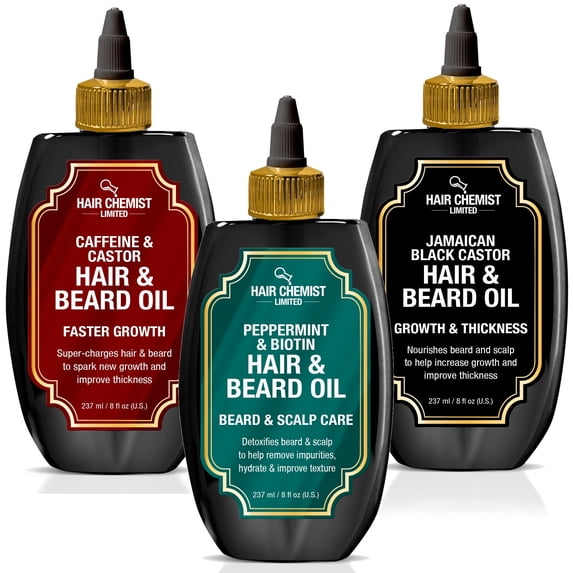 Hair Chemist Men's Hair & Beard Oil Collection 3-PC Gift Set
